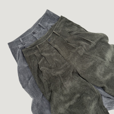 Oxycodone/370g高密度十坑灯芯绒褶皱活页立体剪裁A字阔腿休闲裤