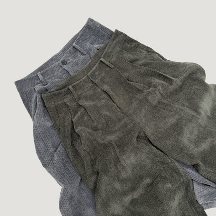 Oxycodone/370g高密度十坑灯芯绒褶皱活页立体剪裁A字阔腿休闲裤