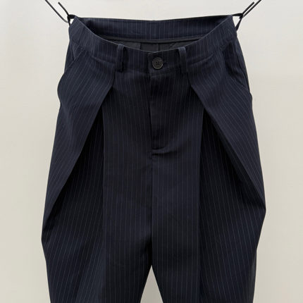 Oxycodone/澳洲进口美丽诺羊毛混纺褶皱活页立体剪裁阔腿A字西裤