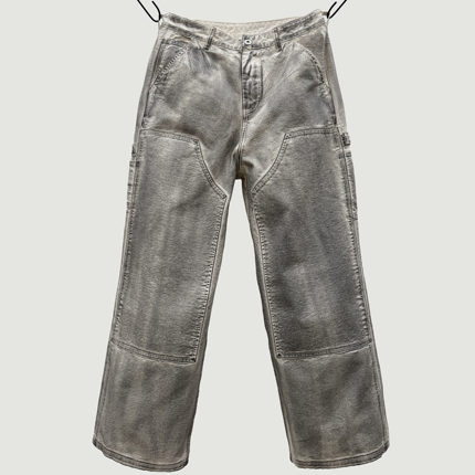 Oxycodone/14OZ高密珠帆布纯手工刷漆水洗做旧阔腿直筒双膝伐木裤