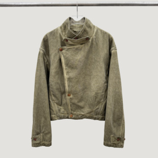 Oxycodone/DECK JACKET复古橄榄绿水洗做旧多穿法短宽甲板夹克