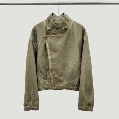 Oxycodone/DECK JACKET复古橄榄绿水洗做旧多穿法短宽甲板夹克