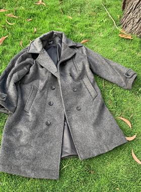 Oxycodone/意大利进口virgin wool双排扣长款重磅纯羊毛廓形风衣