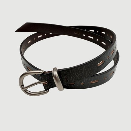 Oxycodone/意大利进口头层牛皮「栗影深棕」爆裂纹复古通勤腰带