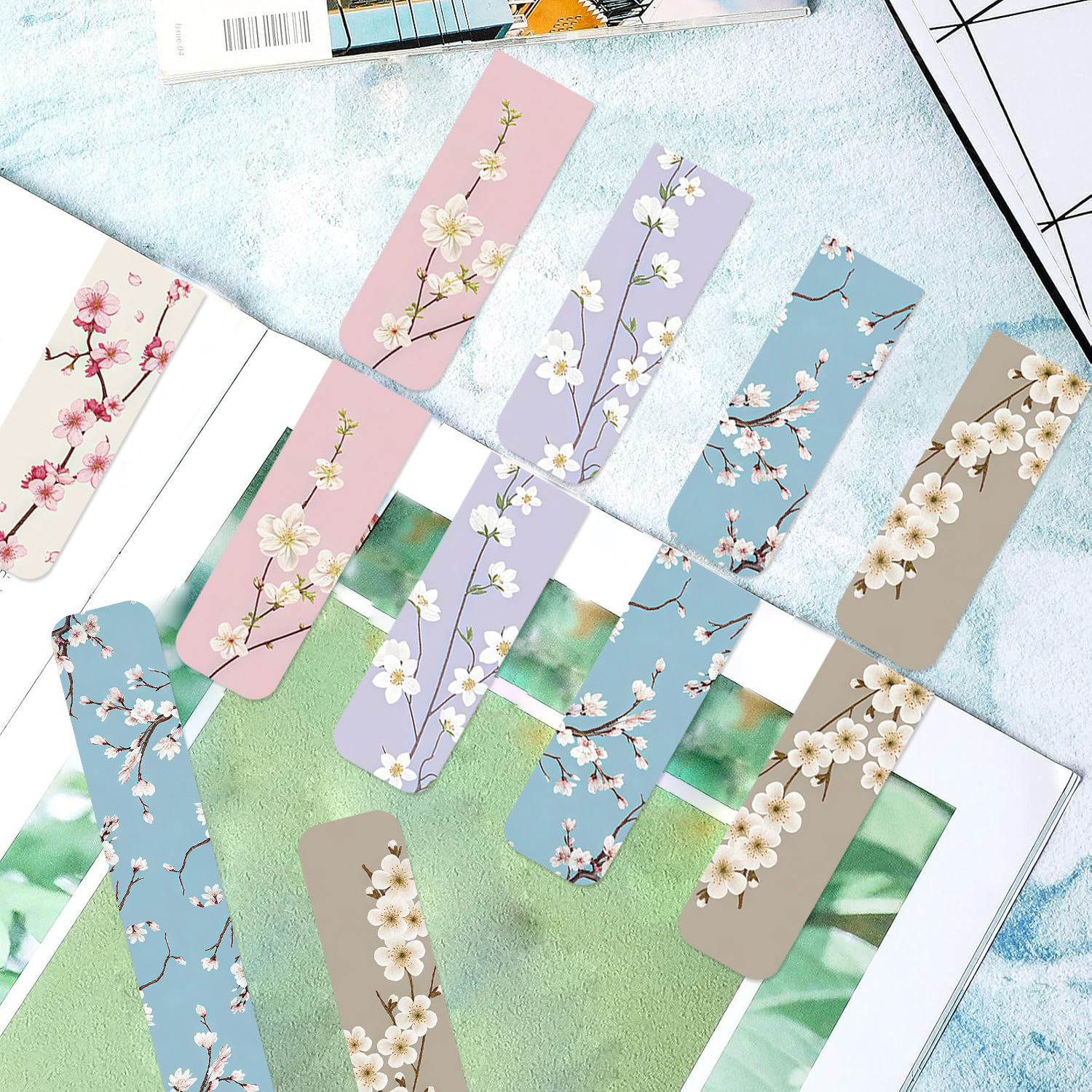 5个小清新卡通花卉创意磁性书签阅读书页标签礼物学生奖励小物件