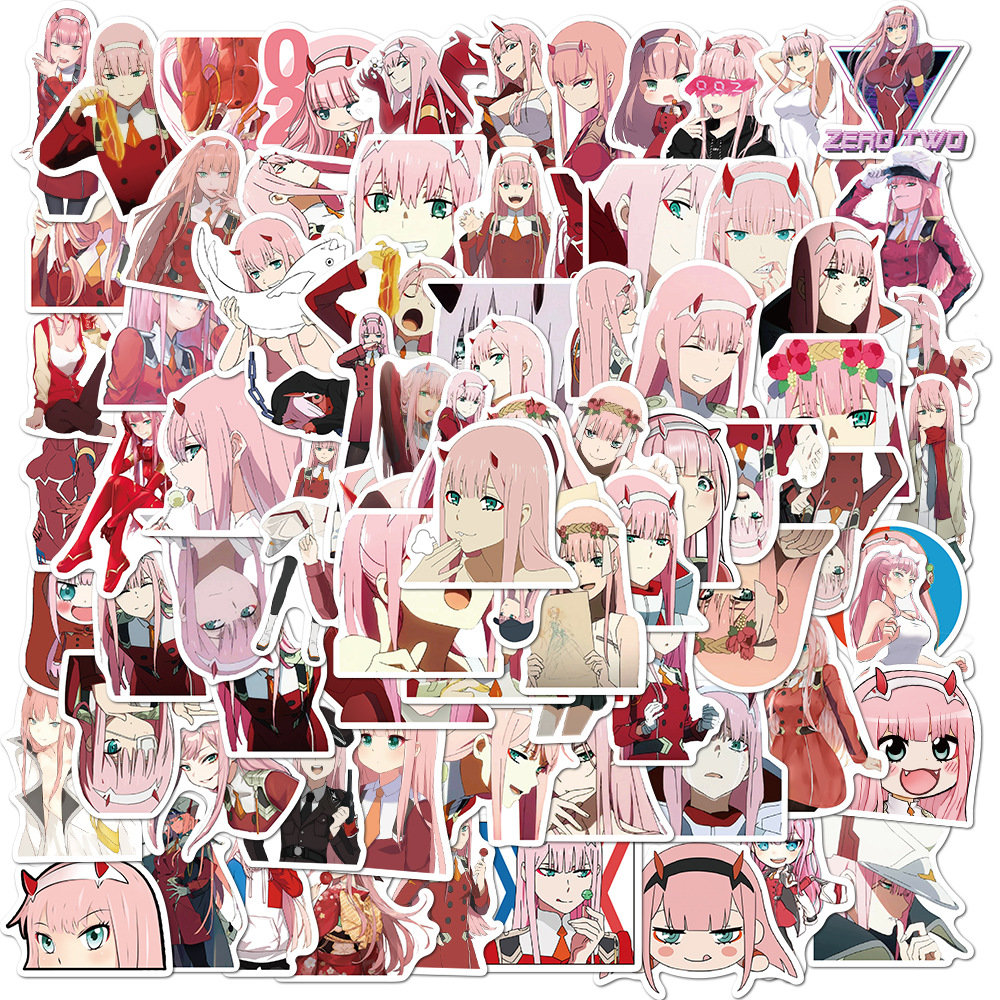 100张卡DARLING in the FRANXX动漫国家队涂鸦贴纸行李箱防水贴纸