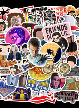 50张美剧怪奇物语Stranger Things 3 拉杆箱车贴防水可移涂鸦贴纸
