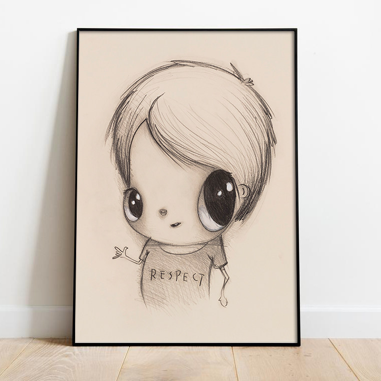 javier calleja大眼仔装饰画创意画装饰办公室客厅工作室玄关挂画