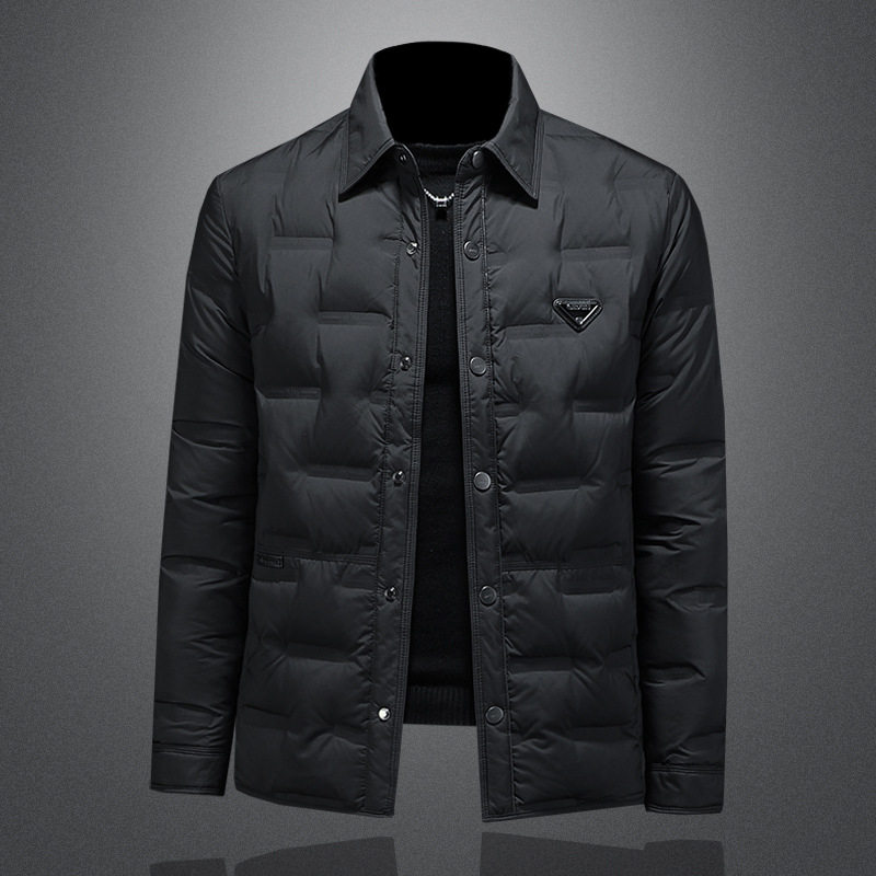 京东bsija男装官方正品牌七彩马保暖羽绒服潮流翻领休闲百搭外套