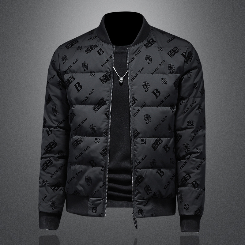 男装ggvv正品牌简木2025新款90白鸭绒立领植绒羽绒服保暖休闲外套