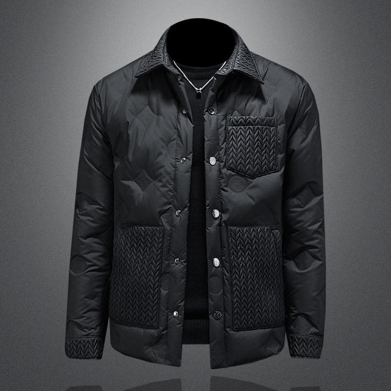 京东bsija男装官方正品牌七彩马羽绒服西装领潮流时尚商务保暖外