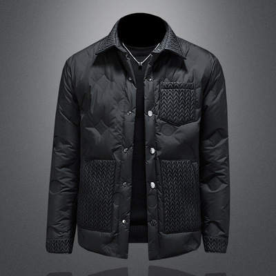 京东bsija男装官方正品牌七彩马羽绒服西装领潮流时尚商务保暖外