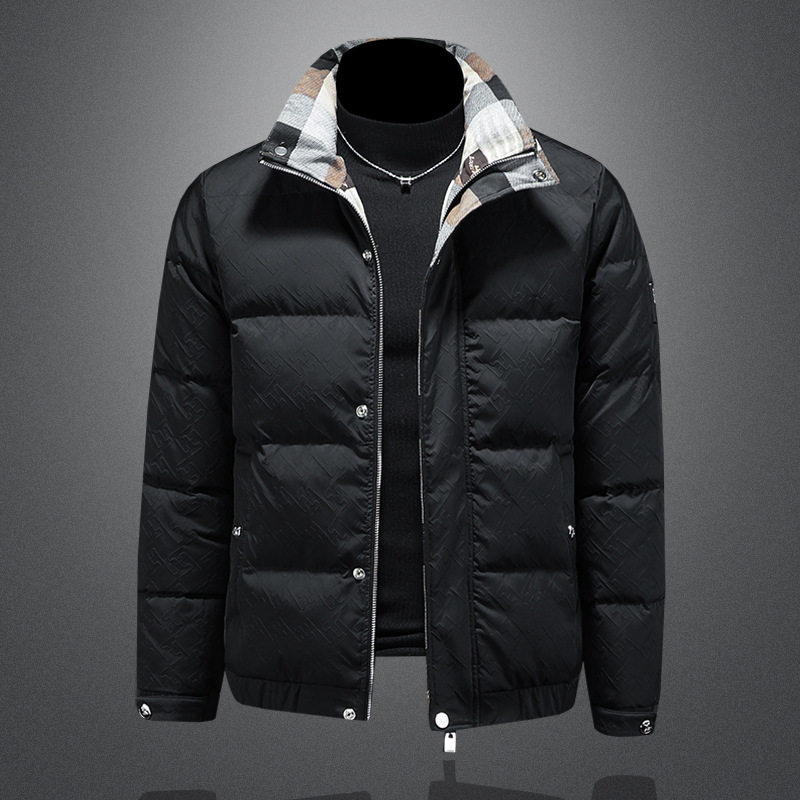 京东bsija男装官方正品牌七彩马羽绒服西装领潮流时尚商务保暖外