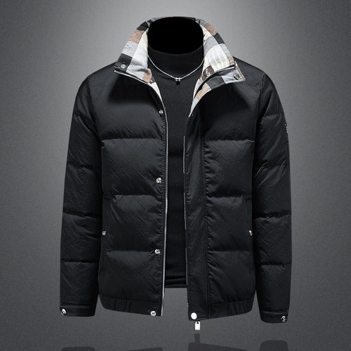 京东bsija男装官方正品牌七彩马羽绒服西装领潮流时尚商务保暖外