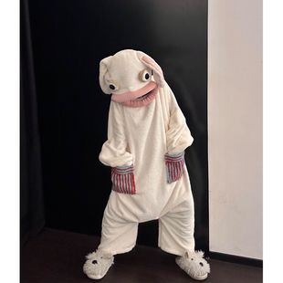 疯狂兔子连体少女睡衣秋冬新款珊瑚绒加厚连帽保暖冬天睡袍家居服