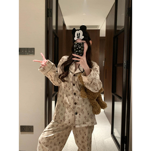 可爱冰丝睡衣女春夏2026新款长袖高级感薄款秋天可外穿家居服套装