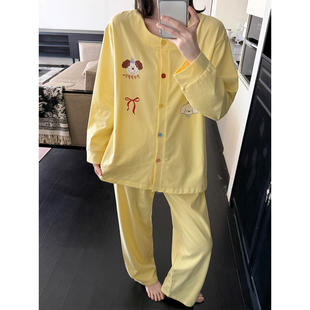 2026新款可爱少女睡衣春秋季长袖纯棉开衫舒适感家居服套装可外穿