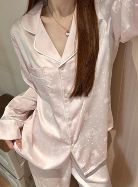 冰丝可爱HelloKitty少女睡衣春夏2026新款长袖宽松秋天家居服套装