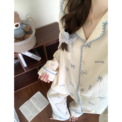 2026年新款日系睡衣女春夏季长袖长裤甜美可爱秋天外穿家居服套装