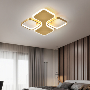 全铜吸顶灯正方形轻奢主卧室灯简约现代衣帽间铜灯家用餐厅纯铜灯