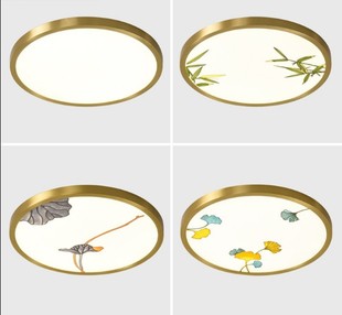 新中式全铜吸顶灯禅意个性珐琅彩卧室客厅灯创意现代简约书房灯具