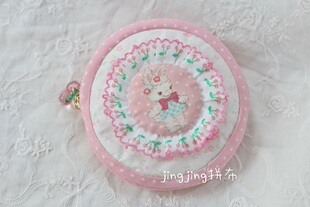 【JINGJING拼布】昭和小动物粉色圆饼零钱包钥匙包材料包 新款