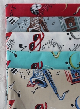 日本进口yuwa纯棉布料 小关玲子乐器篇拼布面料