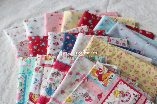 日本进口yuwa纯棉印花布料松山敦子24年新款可爱娃娃玫瑰拼布娃衣