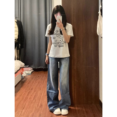 白灰色kitty正肩短袖T恤女士夏季