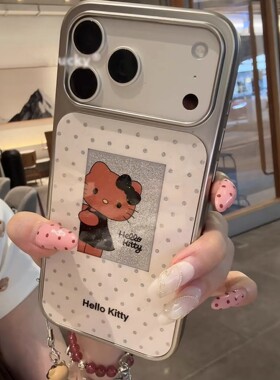 ins可爱波点猫咪新款银边手机壳适用苹果iPhone17promax高级感保护套小众16plus亮面15pro14防摔简约13气质