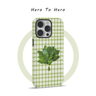 清新绿色柚子叶适用苹果小米手机壳磁吸iPhone17promax新款16小众高级感15艺术复古14韩系ins风13手机壳防摔