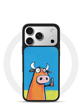 ins可爱真棒小牛黑边电镀银磁吸适用苹果iPhone17promax手机壳1615pro小米1415Pro华为mate60p70三星S23防摔