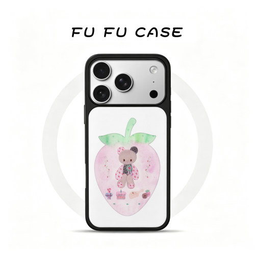 小熊草莓蛋糕适用于苹果华为小米手机壳18promax磁吸iPhone17新款16韩系ins小众15可爱14磨砂13玻璃保护套