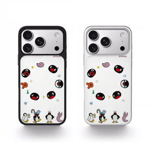 pingu企鹅适用苹果手机壳iPhone17promax卡通原创小米简约华为ins风16pro磁吸15新款14韩系13黑边银边保护套