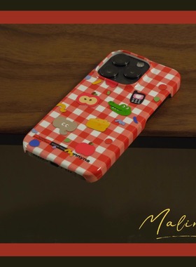 ins小众红色格纹动物苹果手机壳菲林壳适用iPhone16promax/15pro/13/14plus手机壳苹果12mini硬XS/8保护套