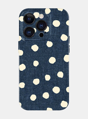波点牛仔蓝适用15苹果17promax手机壳iphone16plus新款Air华为nova14荣耀400/13简约小米17菲林vivos30一加11