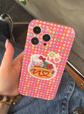 ins风可爱卡通kitty猫适用于苹果手机壳菲林壳适用iPhone17promax/16pro/13/14plus手机壳苹果12mini硬保护套
