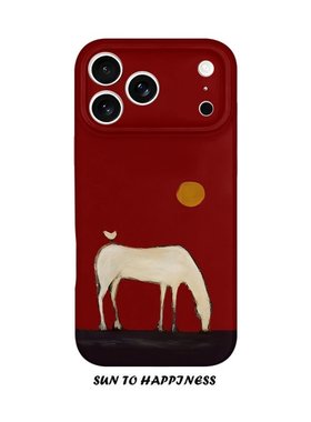 适用iPhone17promax苹果14opporeno15新款mate70华为p80荣耀500菲林手机壳13小米16vivos30x200意境落日白马