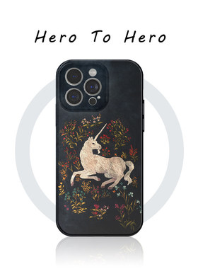 油画独角兽适用苹果华为小米手机壳磁吸iPhone17promax新款潮流16艺术复古15设计感14小众高级感13菲林手机壳