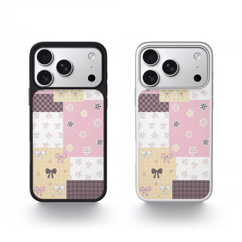 手绘清新格子磁吸iPhone手机壳