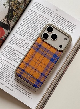 拼接橙色格子秋冬新款ins手机壳适用苹果iPhone17promax小米17promax软边16防摔15原创14可爱13保护套12/11