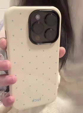 简约ins奶黄蓝色波点苹果手机壳菲林壳适用iPhone16promax/15pro/13/14plus手机壳苹果12mini硬XS/8保护套