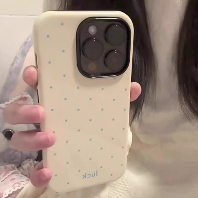 iPhone16promax奶黄蓝色波点