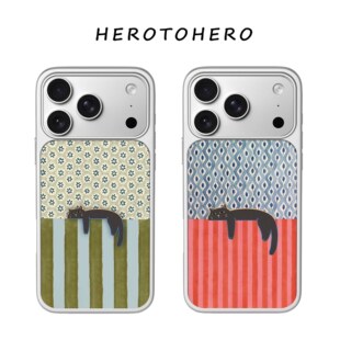 慵懒花纹小猫 适用苹果手机壳17promax磁吸iPhone16新款15艺术小众14高级感13文艺复古12不撞款手机壳巨好看