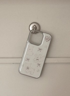 可爱丝带小狗手机壳适用苹果iPhone17promax高级感华为p80保护套小众16plus亮面15pro14防摔mate70简约13小米