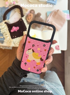 《马上来财》新年格纹ins氛围感磨砂镜面可爱原创亚克力全包大孔手机壳适用于17promaxiphone16pro