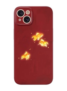 好运锦鲤新年红色苹果手机壳菲林壳适用iPhone16promax/15pro/13/14plus手机壳苹果12mini硬壳XS/8创意保护套
