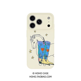 穿靴骏马适用苹果17promax手机壳女款磁吸iPhone16新款艺术15好看14小众13马年12设计感11潮流全包防摔菲林壳