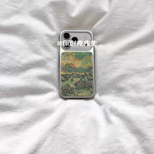 ins复古油画深林脉络电镀银磁吸适用苹果iPhone17promax手机壳1615pro小米1415Pro华为mate60p70三星S23防摔