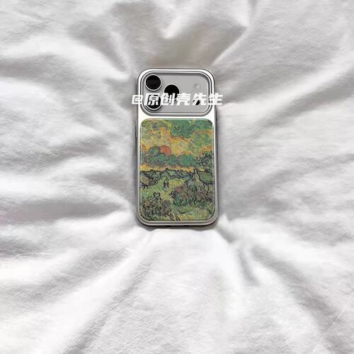 ins复古油画深林脉络电镀银磁吸适用苹果iPhone17promax手机壳1615pro小米1415Pro华为mate60p70三星S23防摔